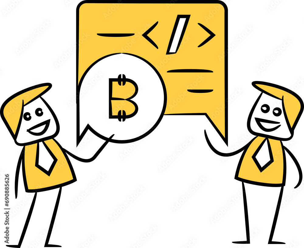 Businessman with Coding and Bitcoin Illustration
