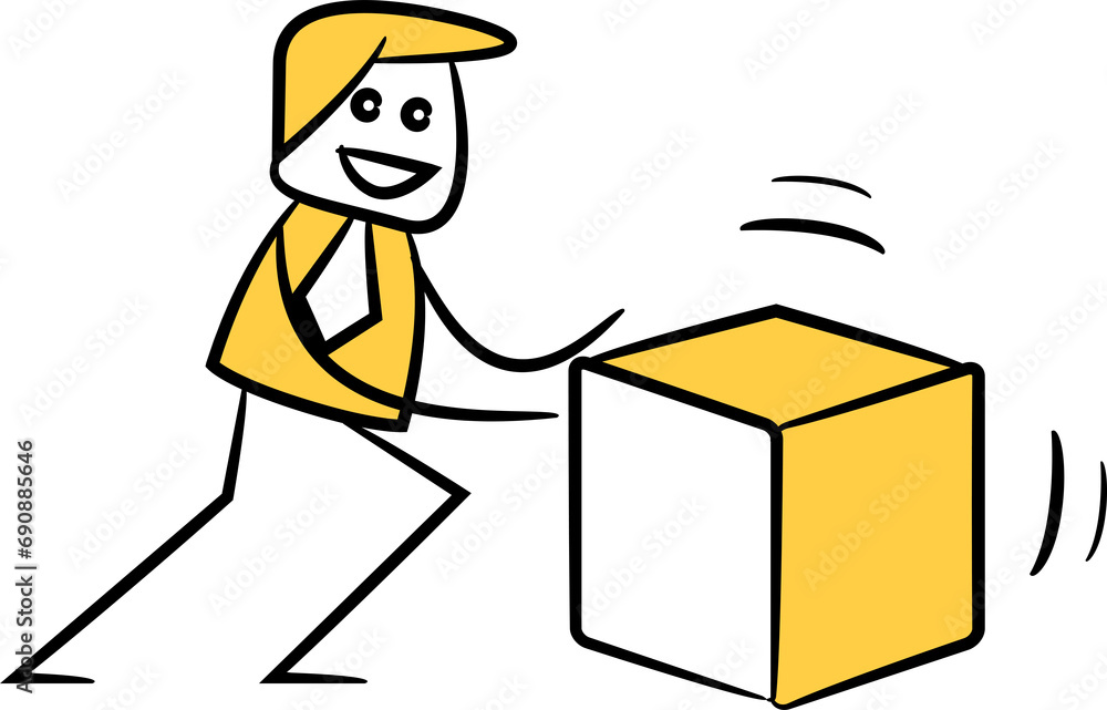 Businessman Pushing Box Illustration
