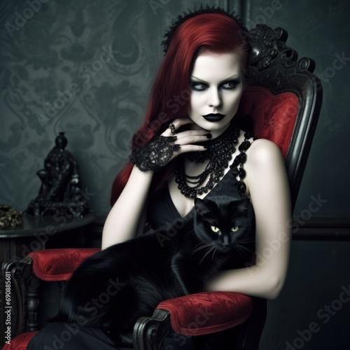 Gothic Queen  Striking Beauty with a Bewitching Companion