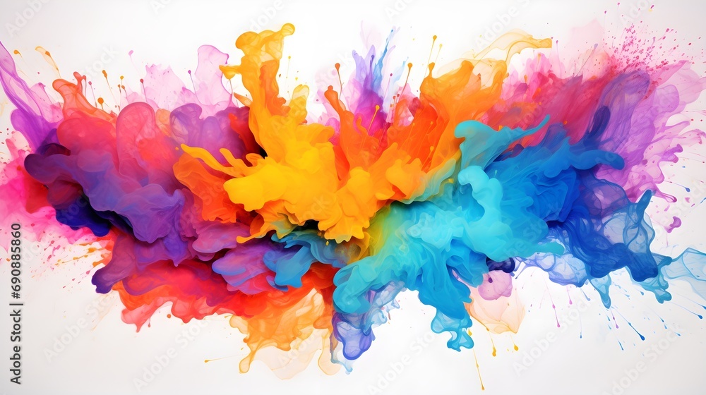 Image that features vibrant and energetic watercolor splashes in a burst of color, background image, generative AI