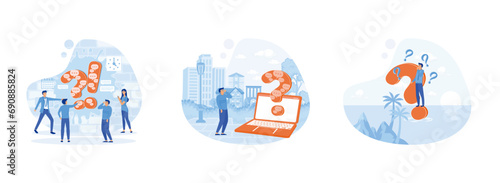 Frequently Asked Questions FAQ. Person asking question. Thinking or solving problem. Frequently asked questions FAQ 2 flat vector modern illustration © Alwie99d
