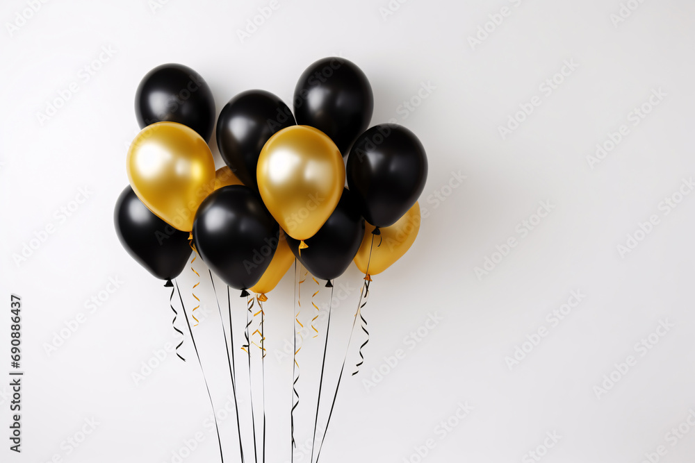 Black and Gold Balloons for Celebration. Festive Party Decoration Black and Gold Balloons for Celebration. Festive Party Decoration