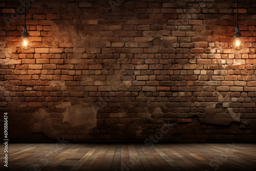 Brick wall background with spotlight photo