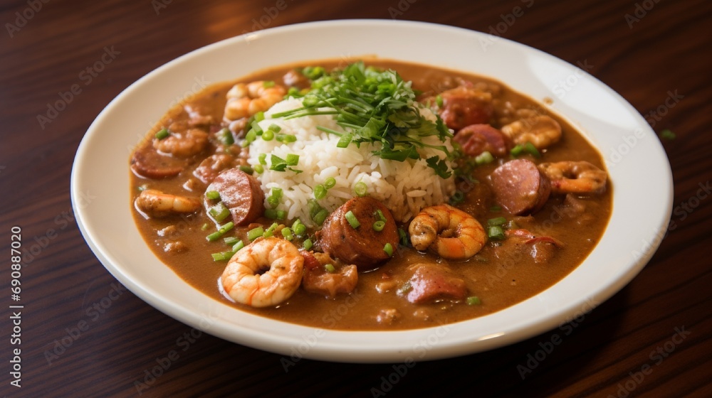 Seafood gumbo, rife with shrimp, crab, and andouille sausage. Seafood gumbo, rife with shrimp, crab, and andouille sausage.