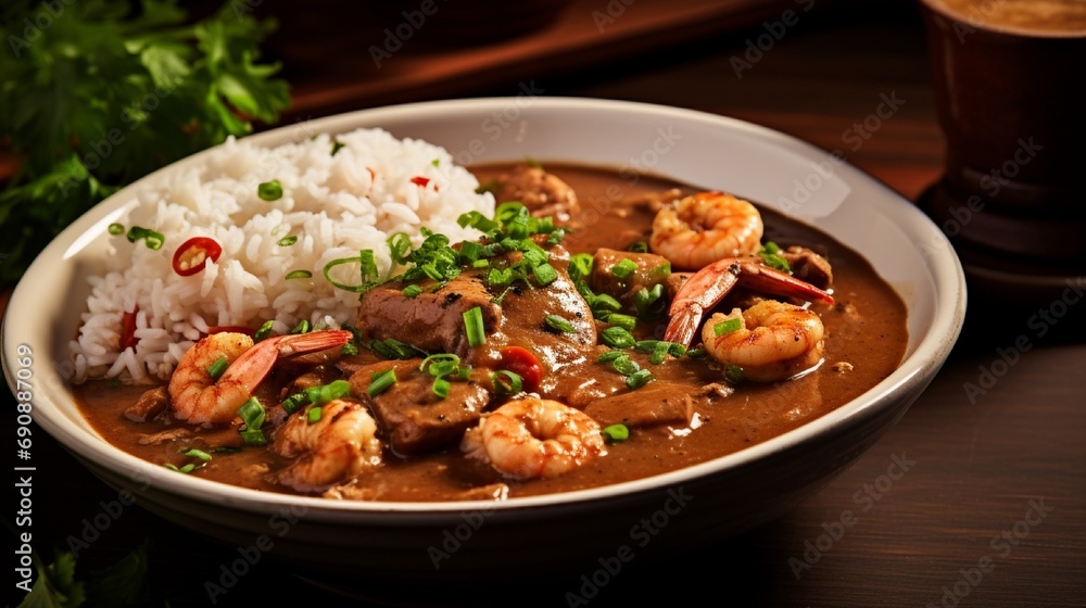 Seafood gumbo, rife with shrimp, crab, and andouille sausage. Seafood gumbo, rife with shrimp, crab, and andouille sausage.