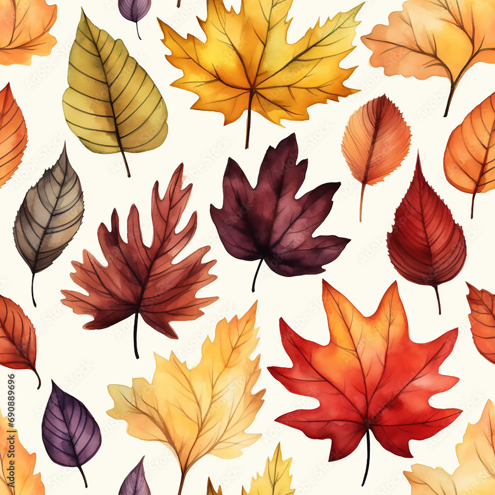 autumn seasonal plant leaves nature foliage fall pattern seamless red illustration yellow background tre