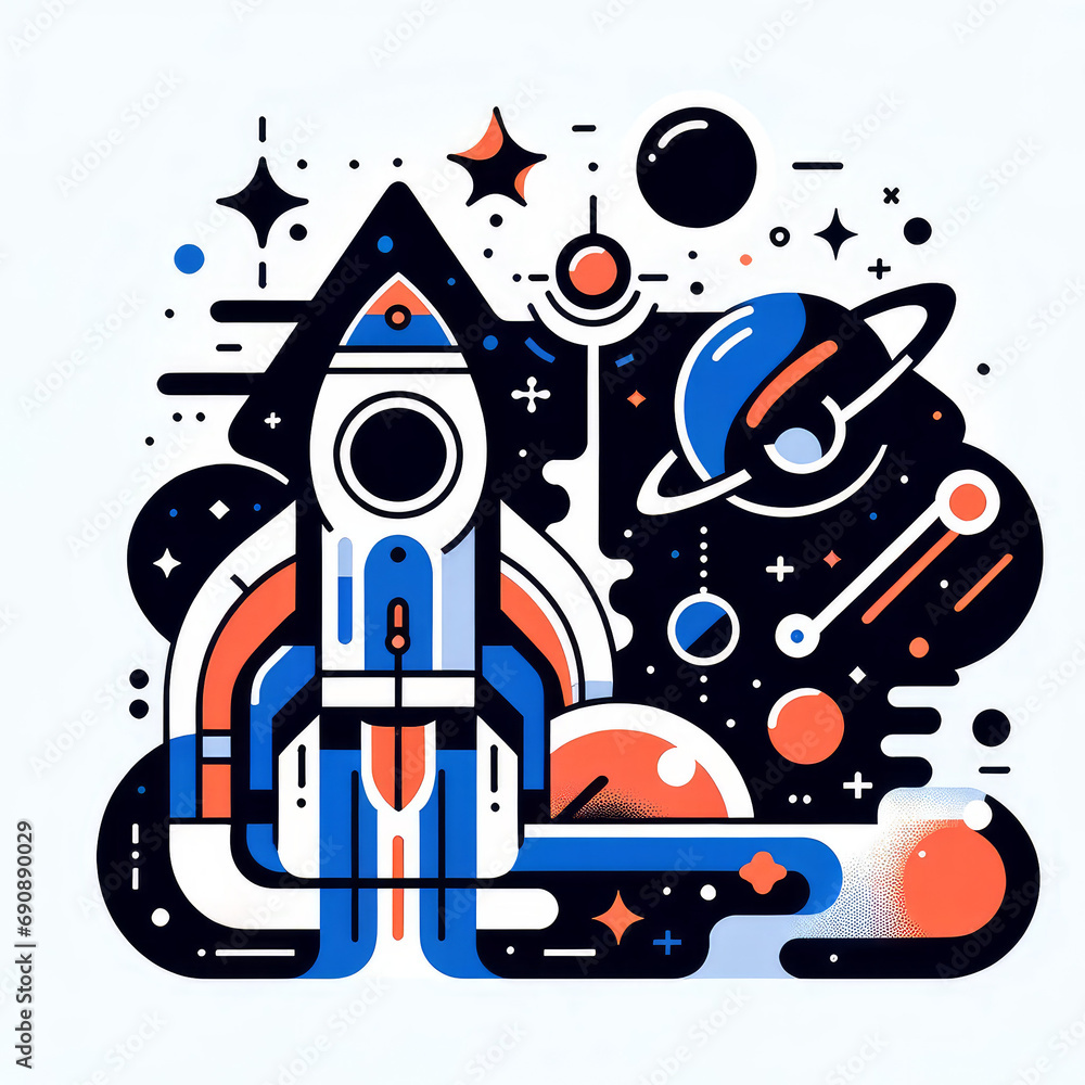 Fototapeta premium Cosmic Exploration: Futuristic Space Illustration