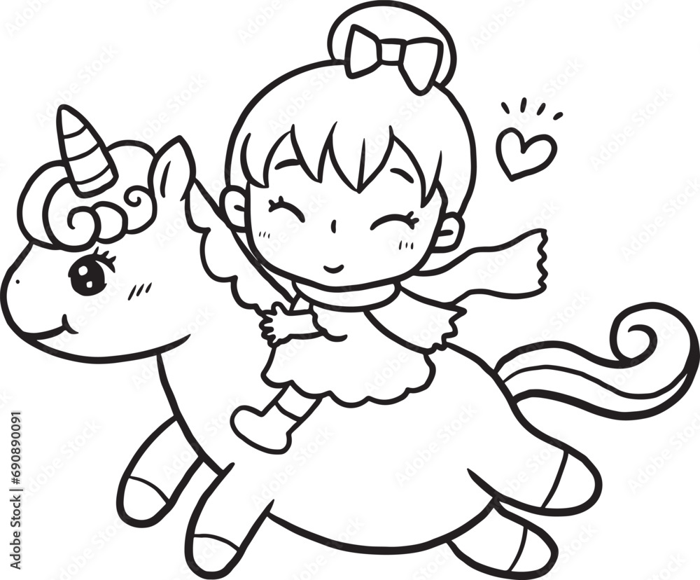 Obraz premium Cartoon horse unicorn princess Doodles kawaii anime coloring pages cute drawing characters chibi manga
