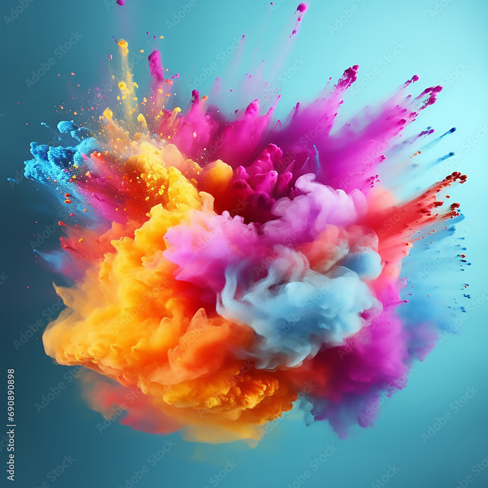 paint powder holi abstract explosion colour motion explode smoke splashing burst fantasy textured dust b