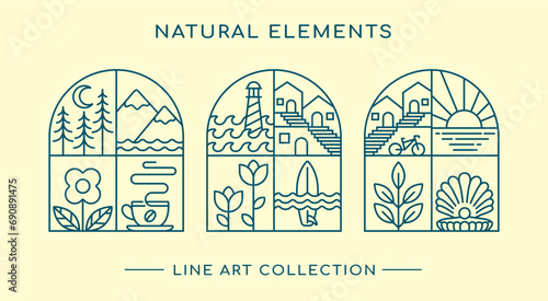 natural element line art design collection