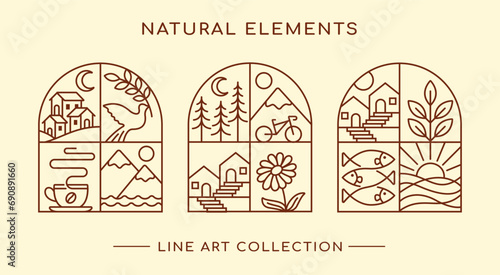 natural element line art design collection