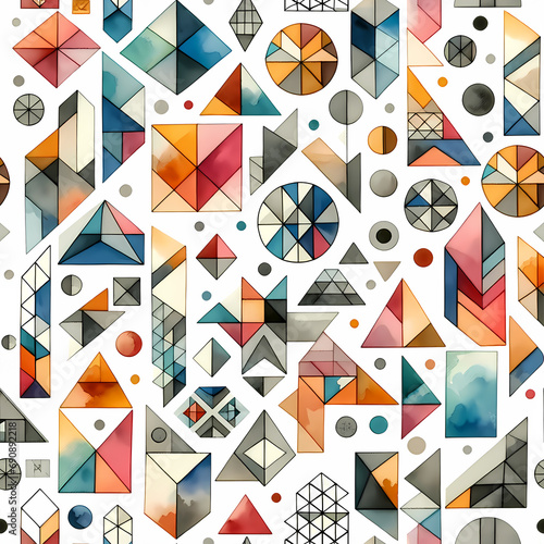 Photos Watercolor Geometric Fusion - Abstract Pattern for Modern Designs