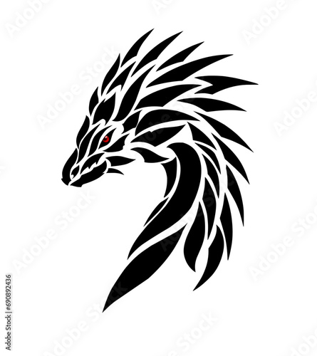 graphic vector illustration of design tribal art dragon snake head tattoo