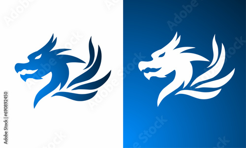 illustration vector graphics of logo template symbol blue dragon with wings