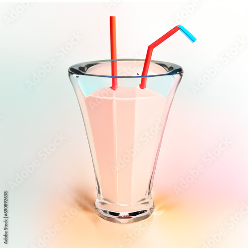 Icon design of fancy drink in clear glass with straw, isolated, transparent background, celebrate party, element, graphic resource, PNG