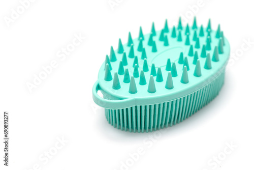 silicone bathing brush on white background