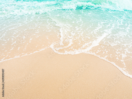 Sea Background Shore Blue Water Season Summer Tropical Ocean Beautiful Wave Seascape Vacation Smooth Wallpaper Island Outdoor Tropical Coast Sandy Nature Landscape Space for Travel Relax.