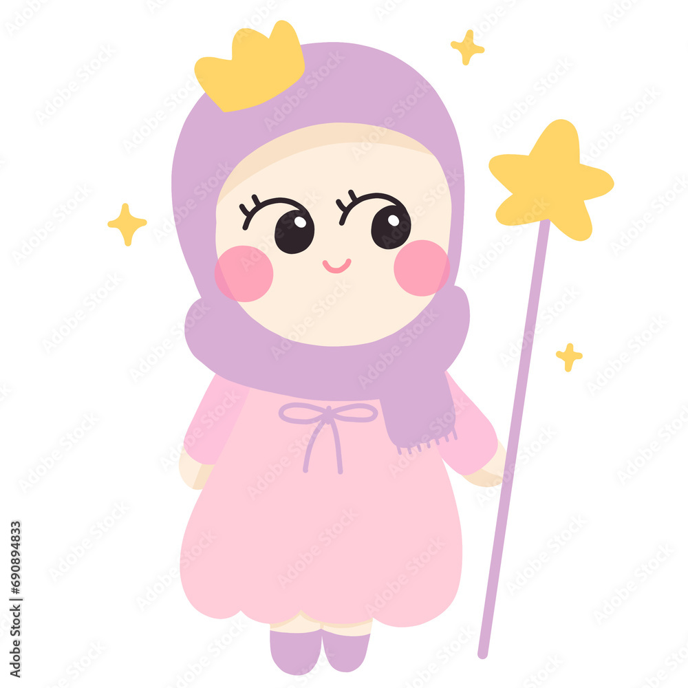 Muslim girl cartoon character, Muslim girl clipart, Muslim girl sticker, hijab girl, hijab cartoon, Cute young Muslim princess holding a star wand. Muslim girl cartoon character, Muslim girl clipart, Muslim girl sticker, hijab girl, hijab cartoon, Cute young Muslim princess holding a star wand.