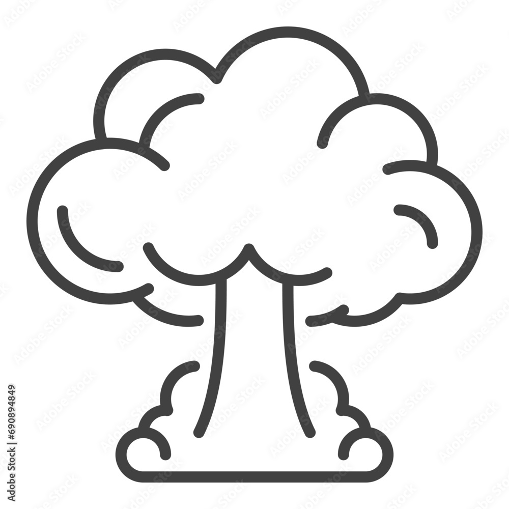 Nuclear Mushroom from Impact vector line icon or Nuclear bomb explosion symbol Nuclear Mushroom from Impact vector line icon or Nuclear bomb explosion symbol