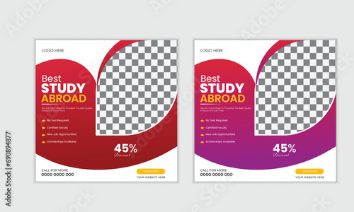 study abroad education instagram post and social media post banner template design photo