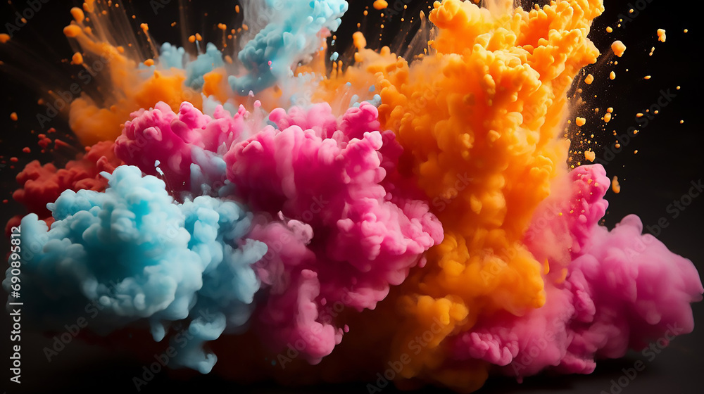 abstract paint smoke background explosion cloud splash colorful motion texture art design explode dye pi - obrazy, fototapety, plakaty 