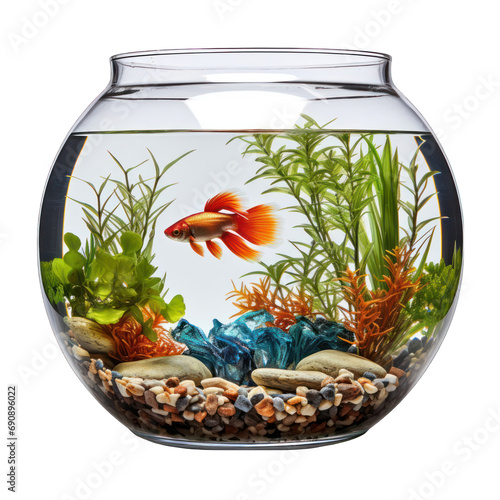Fish Aquarium Isolated on Transparent or White Background  PNG