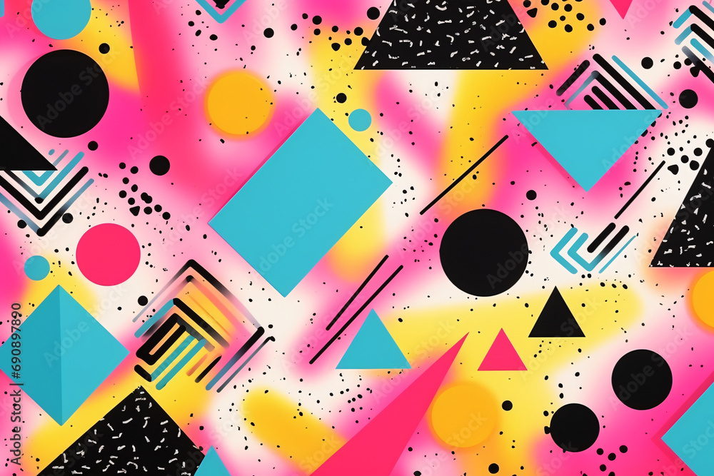 Obraz premium .Retro 80s or 90s Paper Collage Background Pattern