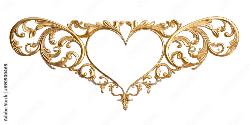 Elegant Different Golden Love Paper Frame On Transparent Background Elegant Different Golden Love Paper Frame On Transparent Background