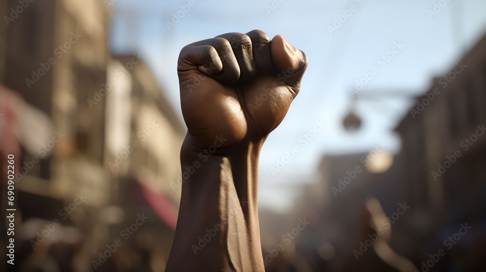 clenched fist in a Black Lives Matter protest hyper