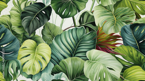 Wallpaper Mural Summer pattern. Tropical leaves pattern perfect for textiles and decoration Torontodigital.ca