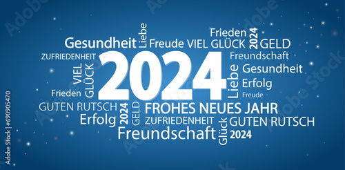 word cloud with new year 2024 greetings photo