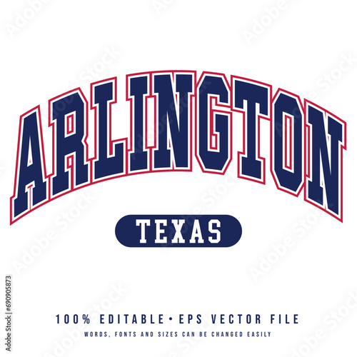 Arlington text effect vector. Editable college t-shirt design printable text effect vector	 photo