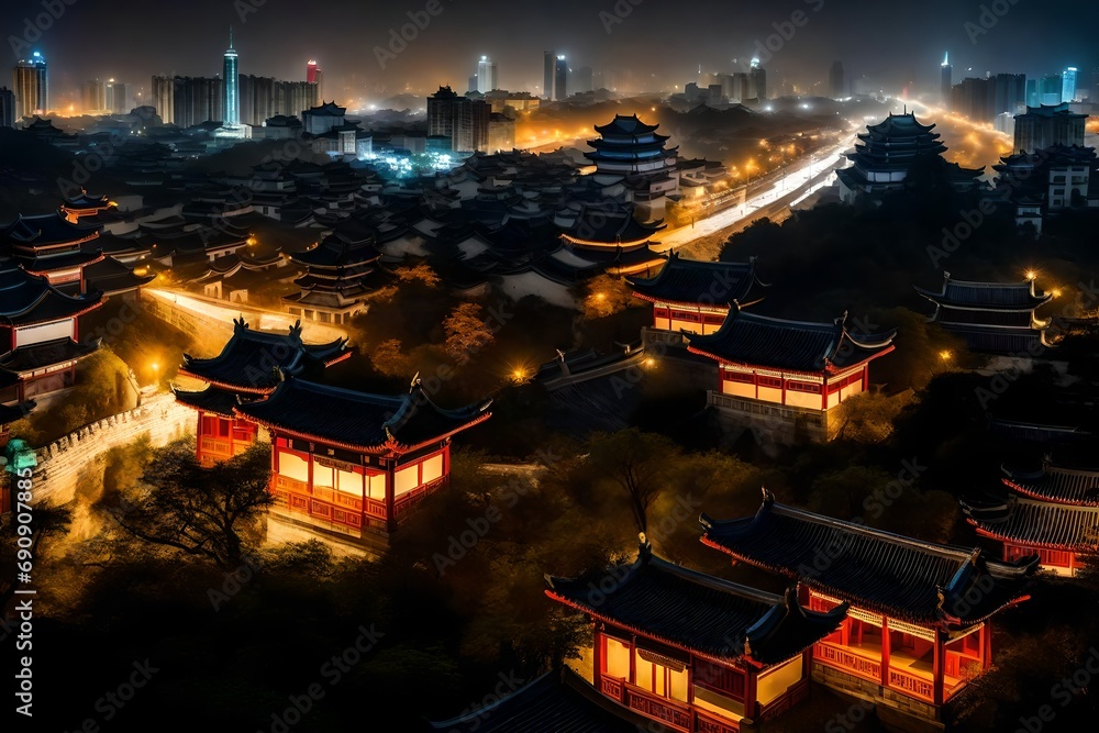 view of chinese temple generated by AI technology