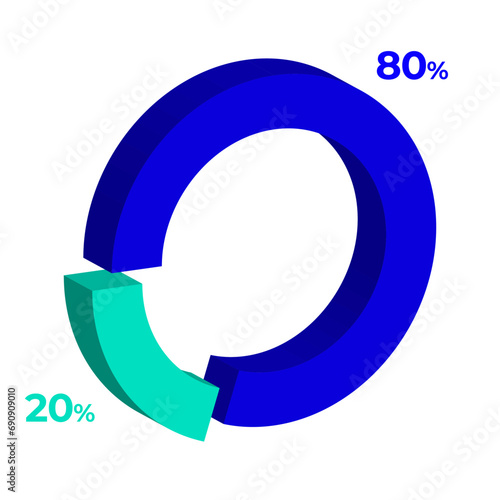 20 80 3d donut pie chart illustration eps vector