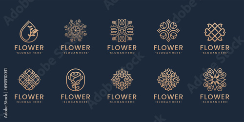 Set of floral flower ornament beauty luxury logo design inspirations