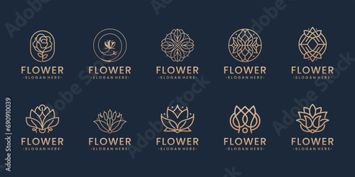 Set of floral flower ornament beauty luxury logo design inspirations photo