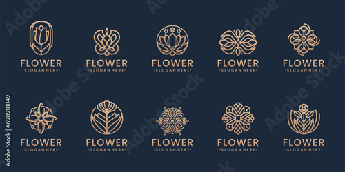Set of floral flower ornament beauty luxury logo design inspirations