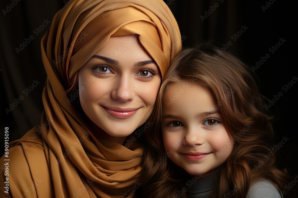 young Arab woman with her daughter young Arab woman with her daughter