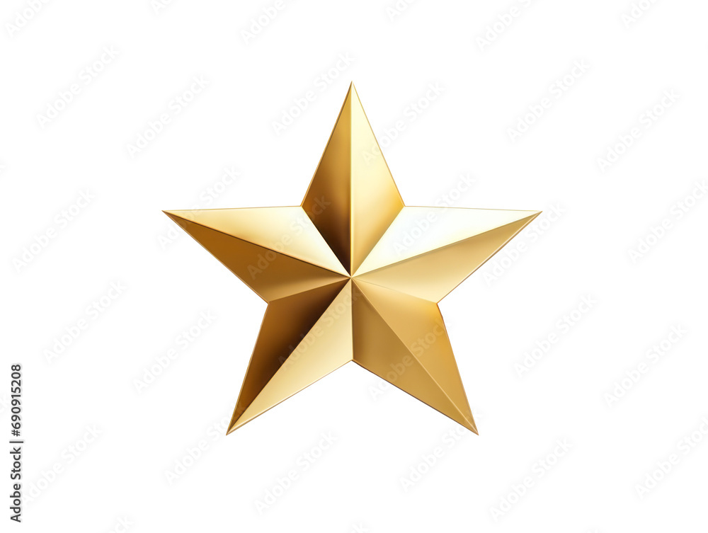 Obraz premium Golden 3D star with a glossy finish isolated on a transparent background. Generative AI