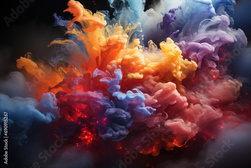 cloud of ink colors on a black background
