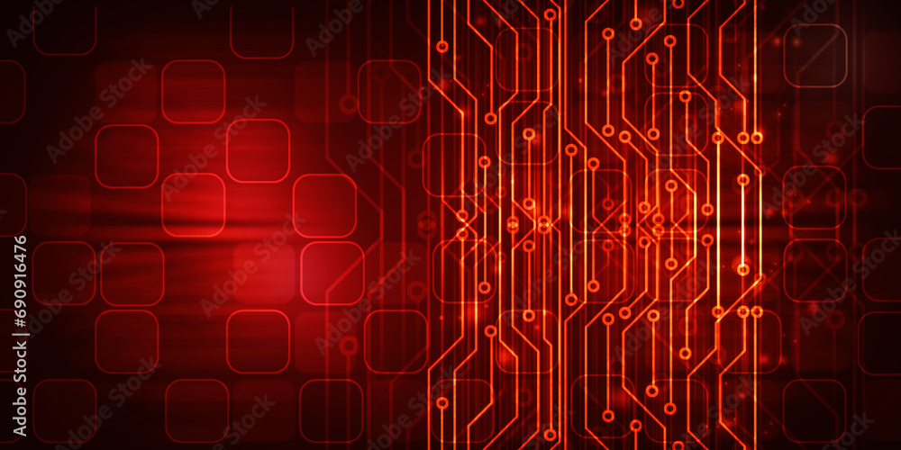 Obraz premium 2d illustration Abstract futuristic electronic circuit technology background