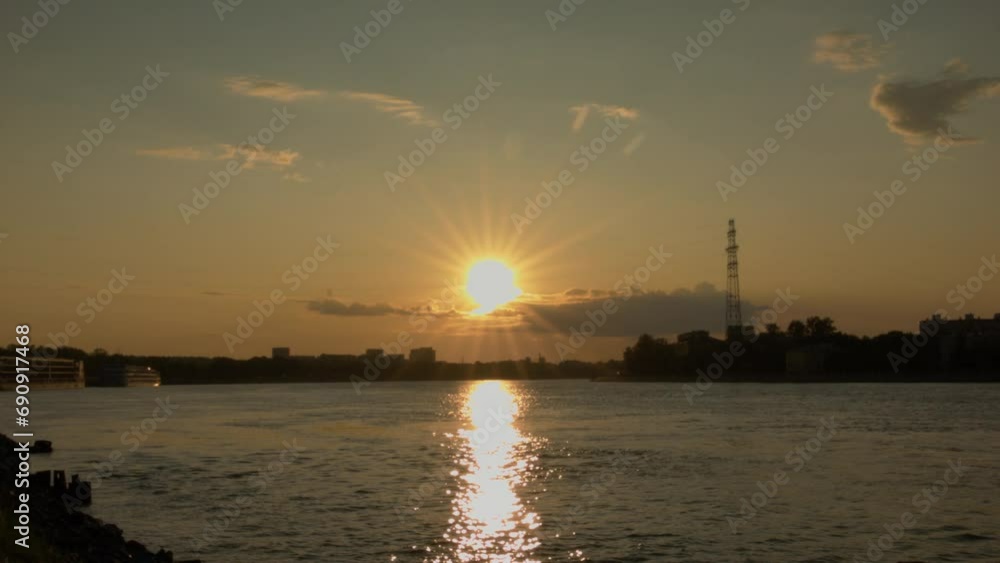 Sunset time lapse on river Neva near Saint-Peterbug Sunset time lapse on river Neva near Saint-Peterbug