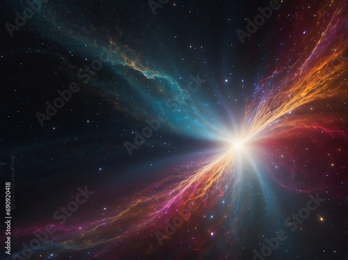 colorful theme d abstract cosmic background, big bang, galaxy, falling stars, cosmos, celestial, universe, speed of light c from Generative AI
