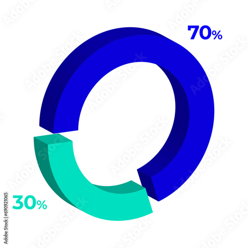 30 70 3d donut pie chart illustration eps vector