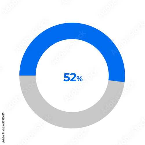 52 percent pie chart outline stroke vector illustration eps