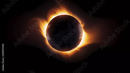 A solar eclipse with a bright light on a dark background