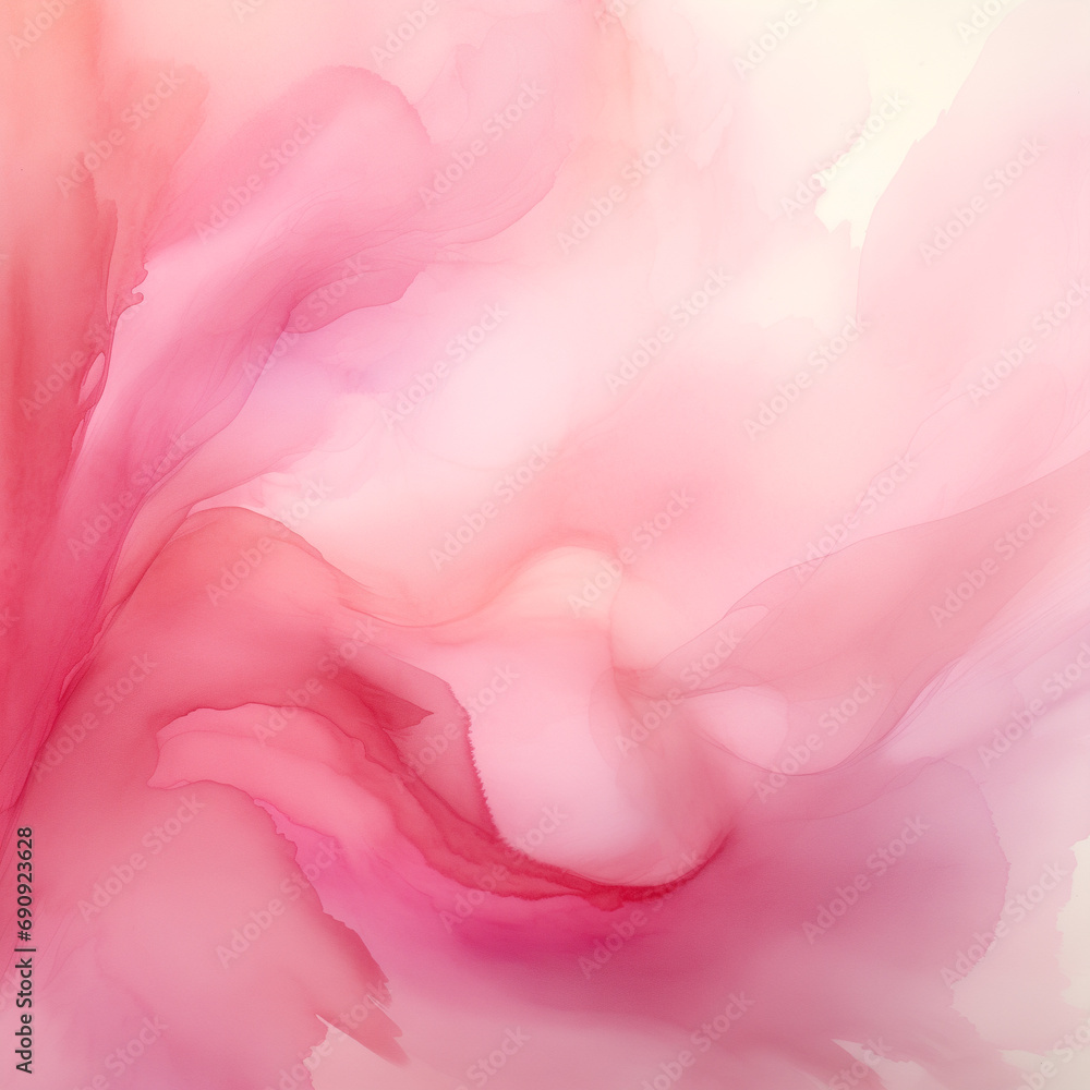 Abstract soft pink and coral ink clouds, fluid and delicate, creating a tranquil, dreamlike atmosphere Abstract soft pink and coral ink clouds, fluid and delicate, creating a tranquil, dreamlike atmosphere