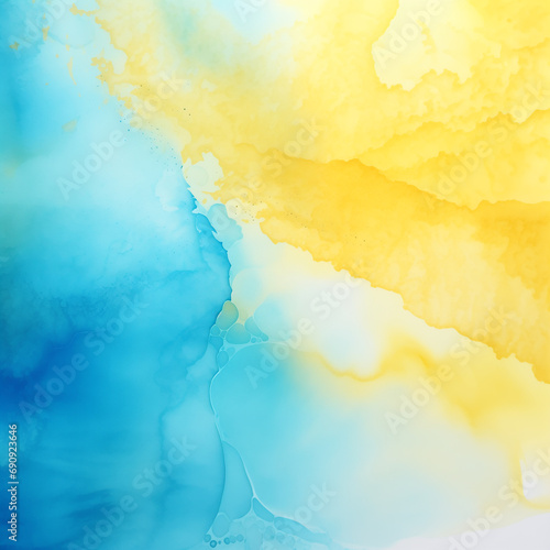 Vibrant watercolor blend of blue and yellow, resembling a bright summer sky meeting the ocean