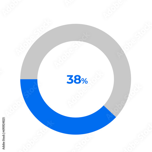 38 percent pie chart outline stroke vector illustration eps