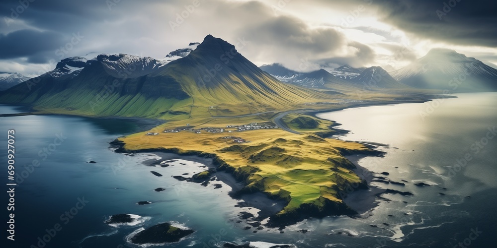 Obraz premium dramatic Iceland landscape from drone
